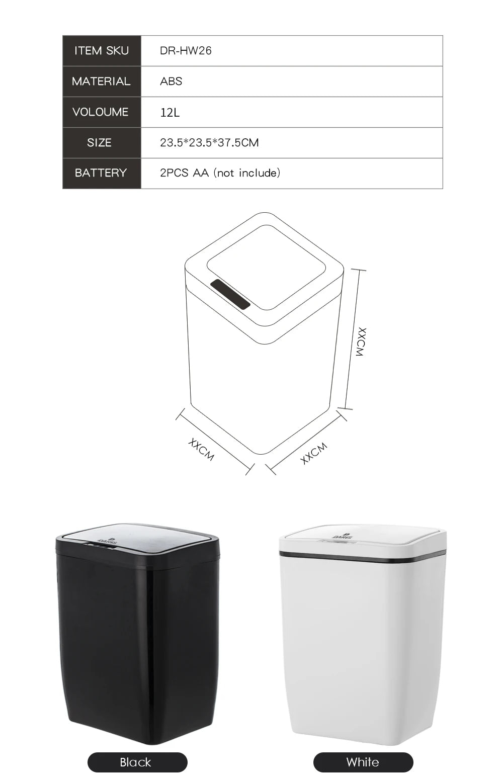 Automatic Touchless Intelligent induction Motion Sensor Kitchen Trash Can Wide Opening Sensor Eco-friendly Waste Garbage Bin