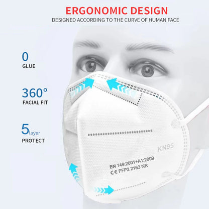 FFShrimp-Masque facial KN95 à 5 couches filtrantes, protection buccale, CE FFP2