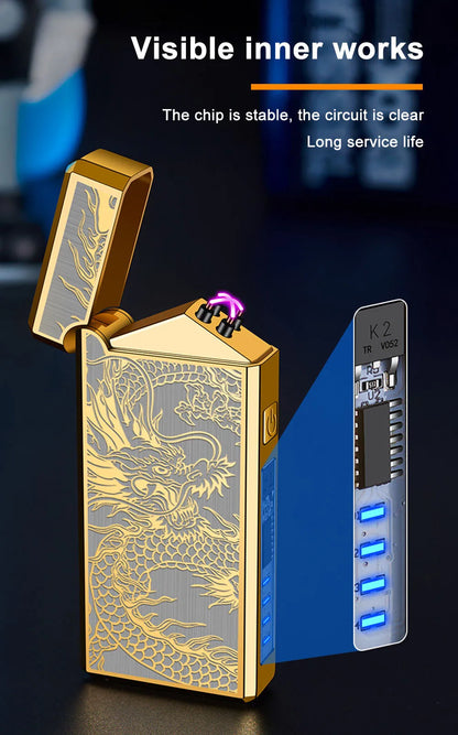 Type C Cool Lighters Fast Charging 500mA Windproof USB Rechargeable Electric Lighters Metal Outdoor Camping ARC Plasma Lighters