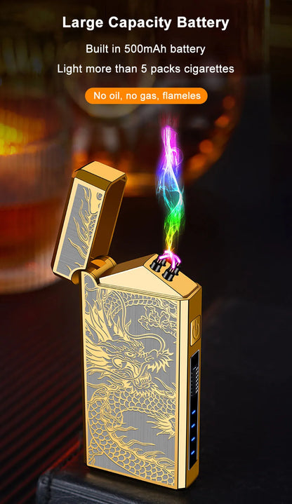 Type C Cool Lighters Fast Charging 500mA Windproof USB Rechargeable Electric Lighters Metal Outdoor Camping ARC Plasma Lighters