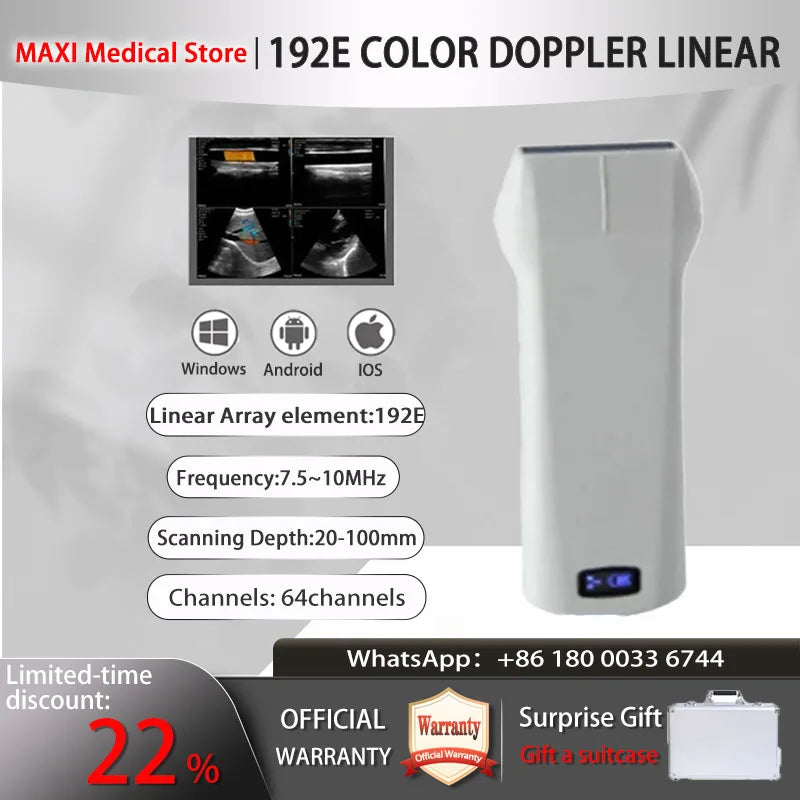 Scanner de sonde à ultrasons sans fil Portable, scanner à ultrasons WIFI, prise en charge de la valise gratuite iOS Android Windows