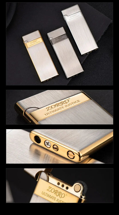 ZORRO Ultra-thin Gas Lighter Grinding Wheel Slim Portable Personalized Men's Gift Cigarette Lighter Cigarette Accessories