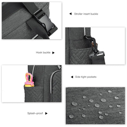 KONO Baby Diaper Bag Stylish & Walkable for Mom and Dad travel bag with Insulated Pockets for Vials & Snacks