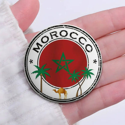 Morocco Flag Map Logo Badges Round Exquisite Badge Brooches Creative Pins For Clothes Hat Backpack Gift Accessories