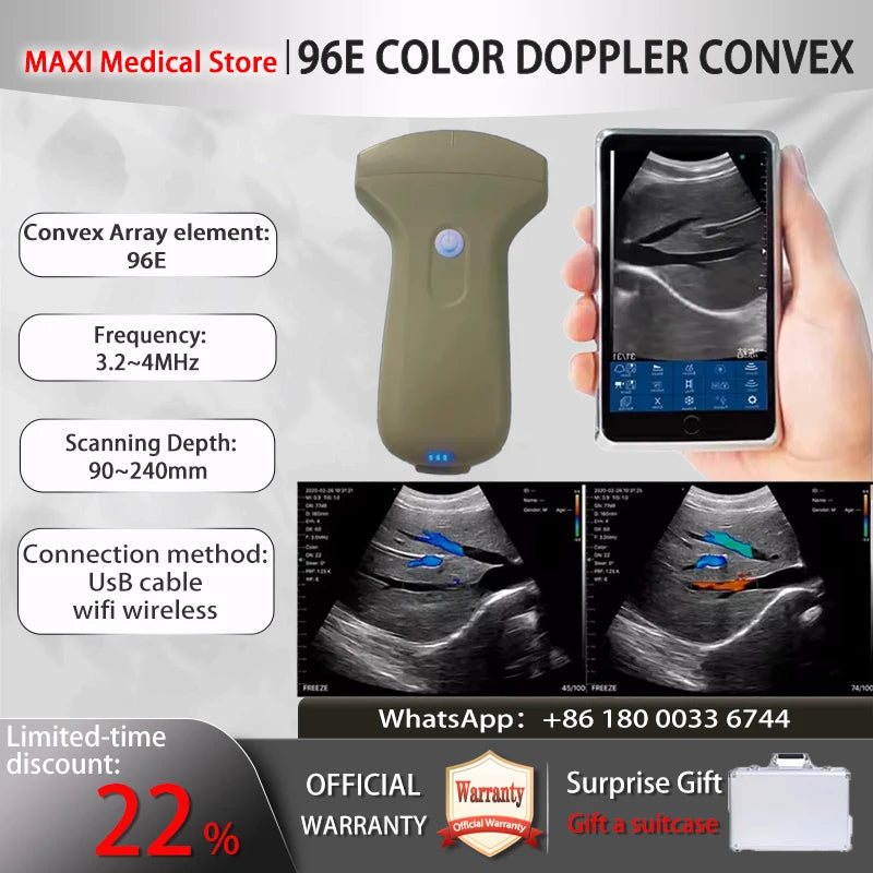 Scanner de sonde à ultrasons sans fil Portable, scanner à ultrasons WIFI, prise en charge de la valise gratuite iOS Android Windows