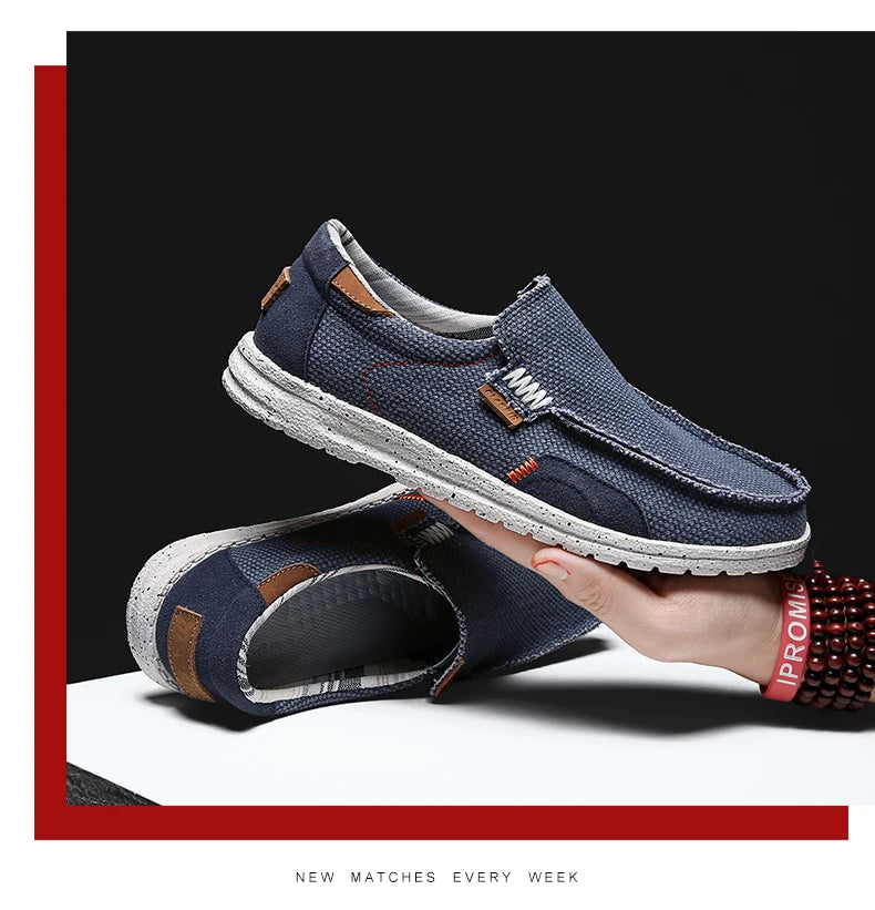 Summer Breathable Sneakers Men Canvas Shoes Slip On Loafers Men Comfty Casual Men Shoes Lightweight Flats Men Walking Zapatos