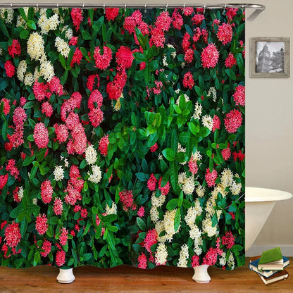 3D Printing Flowers Plant Garden Bathroom Shower Curtain Natural Landscape Home Decoration Waterproof Curtain with Hook Curtain