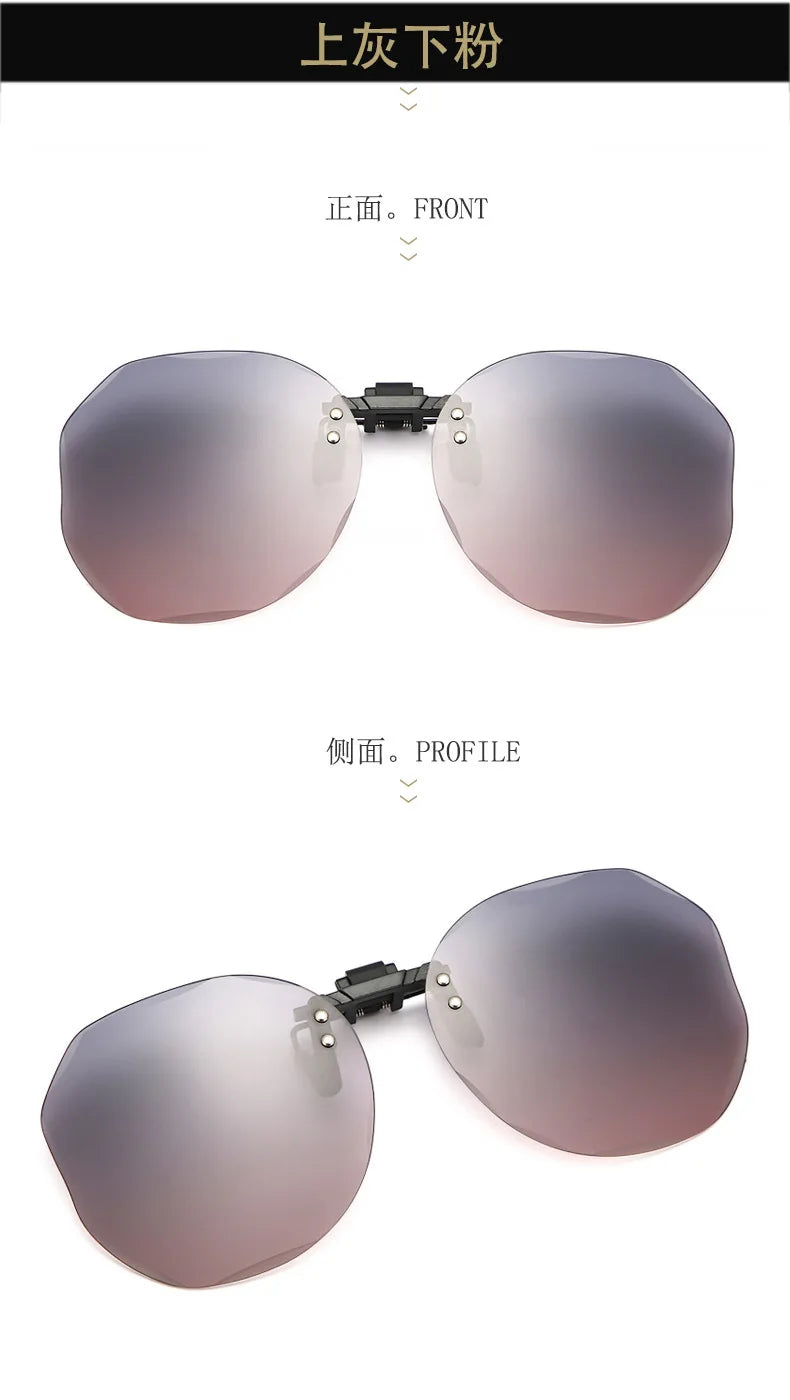 Women Sunglasses Clip-on Polarized Optical Glasses Clip Diamond Cut Mirror Eyeglasses Anti-UV Driving Sunglasses 2023 Trendy