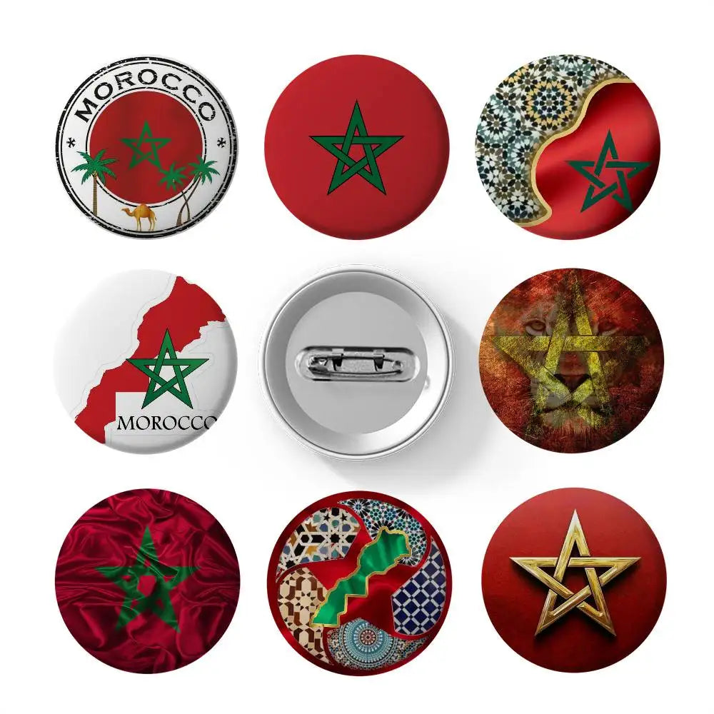 Morocco Flag Map Logo Badges Round Exquisite Badge Brooches Creative Pins For Clothes Hat Backpack Gift Accessories