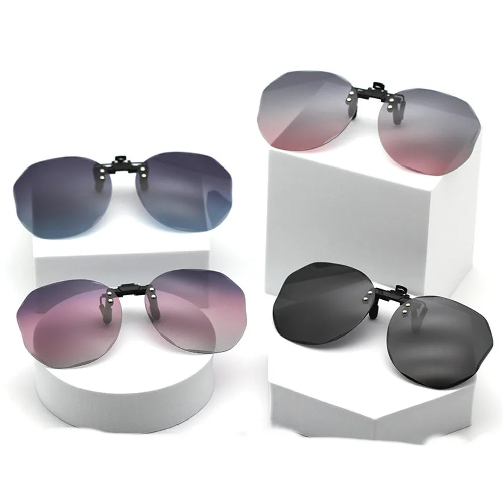 Women Sunglasses Clip-on Polarized Optical Glasses Clip Diamond Cut Mirror Eyeglasses Anti-UV Driving Sunglasses 2023 Trendy