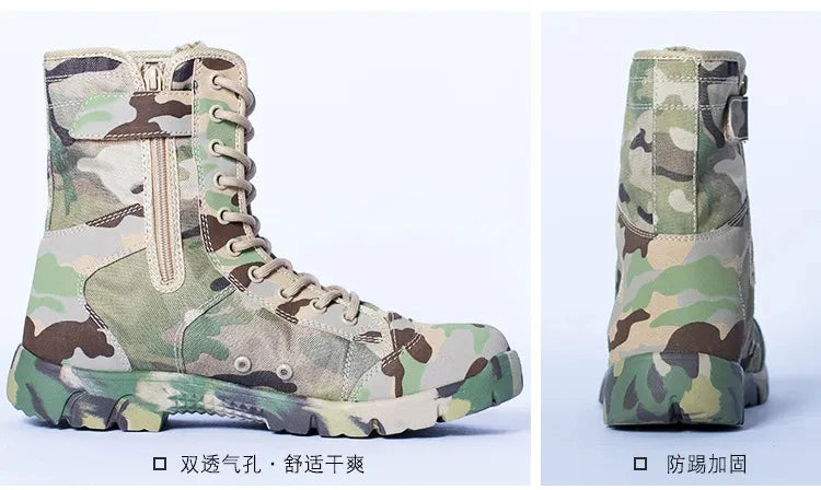 Men Boots Lace Up Waterproof Outdoor Botas Breathable Canvas Camouflage Tactical Combat Desert Ankle Shoes D139