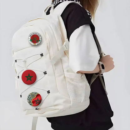 Morocco Flag Map Logo Badges Round Exquisite Badge Brooches Creative Pins For Clothes Hat Backpack Gift Accessories