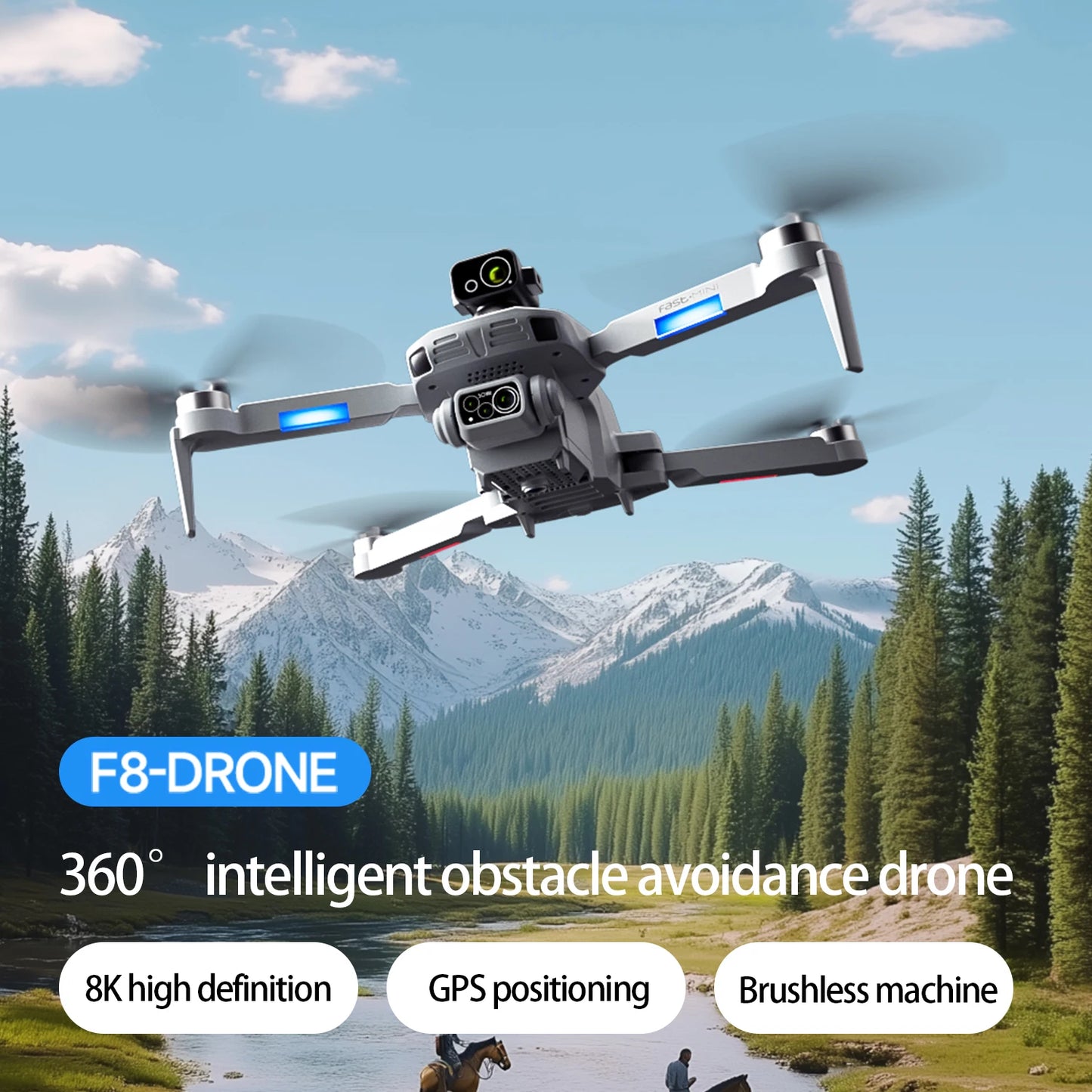Drone GPS F8 MAX, caméra professionnelle 8K, WIFI 6K 5G, FPV, évite les obstacles, avec grand écran, télécommande, jouets quadrirotor