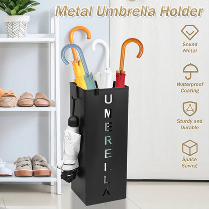 Metal Umbrella Stand Freestanding Square Mesh Umbrella Holder Decorative Umbrella Bin for Home Entryway Office Hotel Supermarket