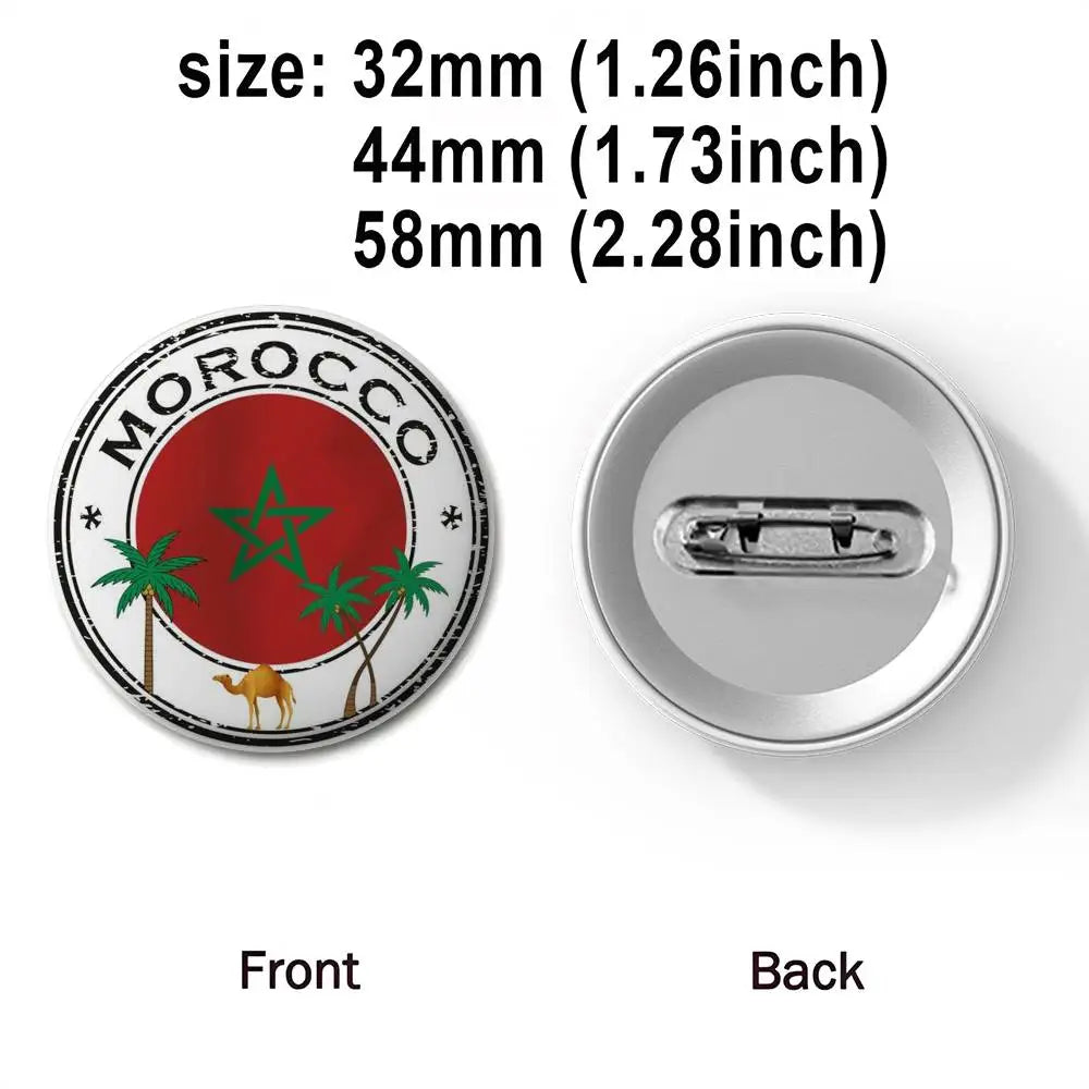 Morocco Flag Map Logo Badges Round Exquisite Badge Brooches Creative Pins For Clothes Hat Backpack Gift Accessories