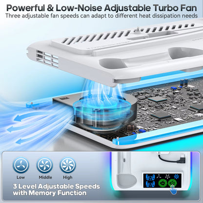Stand de refroidissement pour PS5/PS5 Slim/PS5 Pro avec crochet casque Station de charge manettes et ventilateur 3 niveaux