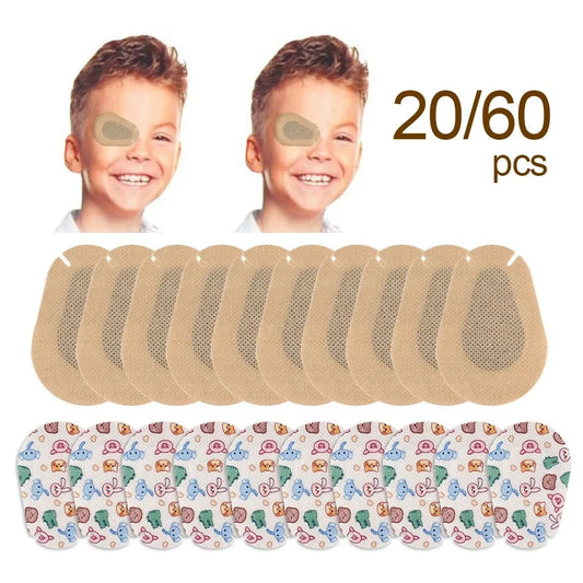 Patch oculaire respirant pour amblyopie, 20/60 pièces, bande d'aide, dessin animé pour enfants, tampon médical stérile pour les yeux, Bandages adhésifs, Kit de premiers soins