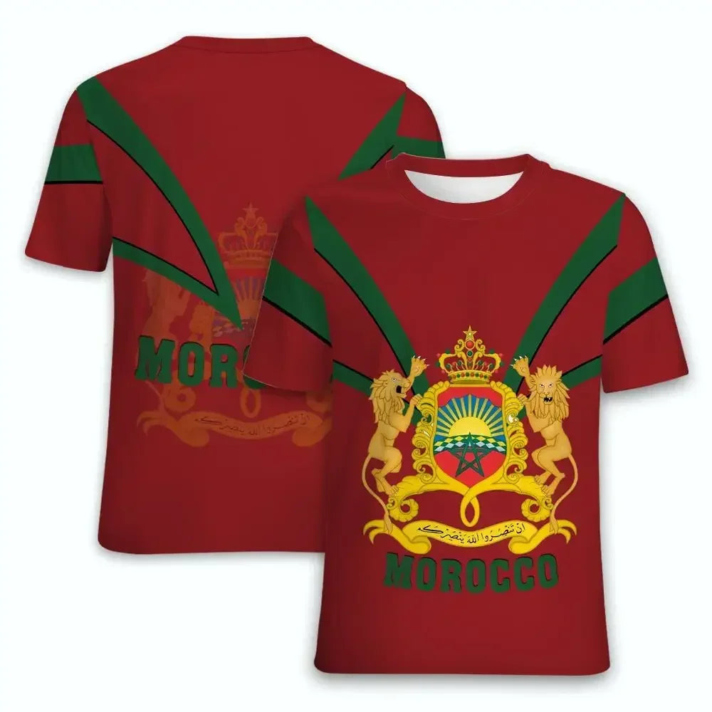 2024 New Morocco Flag Graphic 3D Printed T-shirt Morocco National Emblem Men's Tops  National Day Gifts Personalized Tee