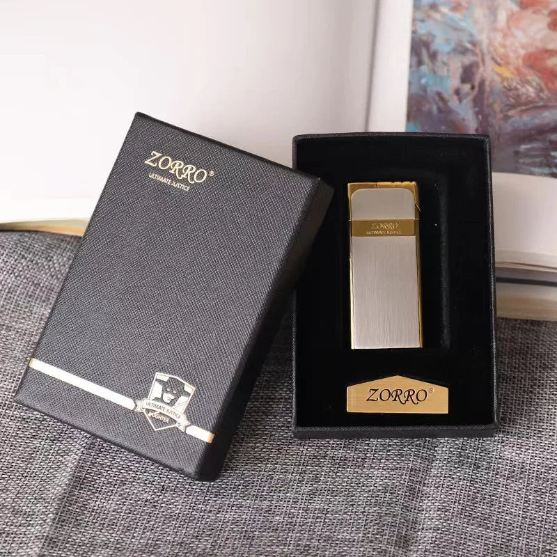ZORRO Ultra-thin Gas Lighter Grinding Wheel Slim Portable Personalized Men's Gift Cigarette Lighter Cigarette Accessories