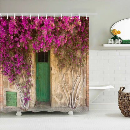3D Printing Flowers Plant Garden Bathroom Shower Curtain Natural Landscape Home Decoration Waterproof Curtain with Hook Curtain