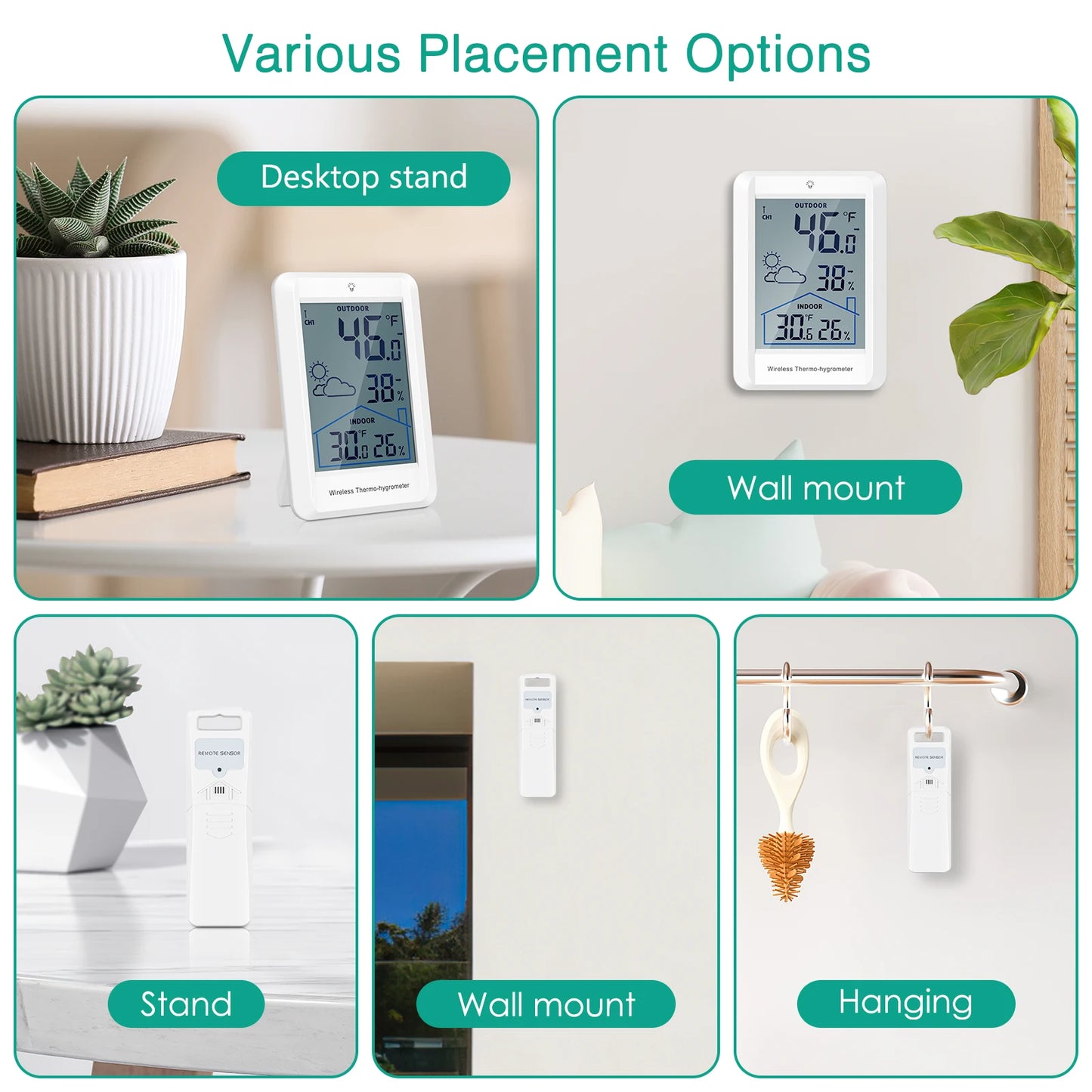 ORIA Wireless Thermometer Weather Station Digital Forecast Station Temperature Monitor Humidity for Home, Baby Room, Greenhouse