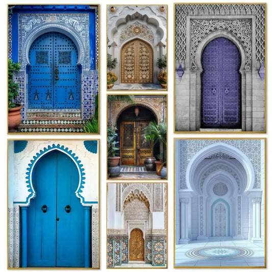 Affiche porte marocaine art arabe