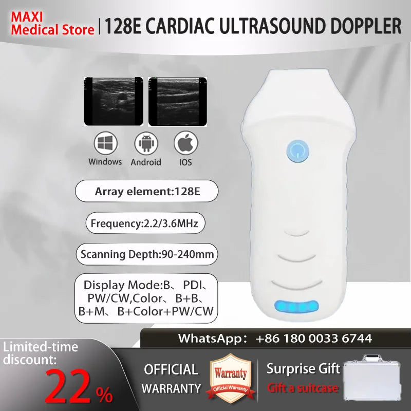 Scanner de sonde à ultrasons sans fil Portable, scanner à ultrasons WIFI, prise en charge de la valise gratuite iOS Android Windows