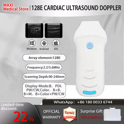 Scanner de sonde à ultrasons sans fil Portable, scanner à ultrasons WIFI, prise en charge de la valise gratuite iOS Android Windows