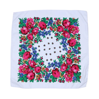 70*70cm Hijabs For Woman Luxury Square Retro Floral Print Kerchief Head Wrap Babushka Headscarf Bufandas Invierno Mujer Foulard