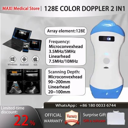 Scanner de sonde à ultrasons sans fil Portable, scanner à ultrasons WIFI, prise en charge de la valise gratuite iOS Android Windows