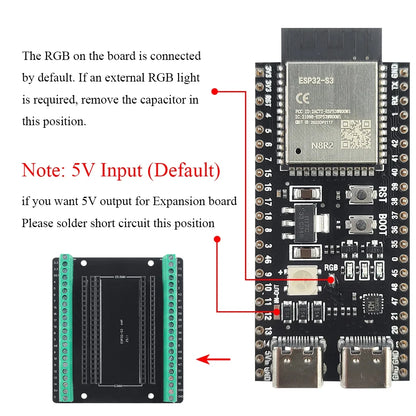 ESP32 S3 Development Boards with Expansion Adapter Kit 2.4G Wifi BT Module ESP32-S3-1 N8R2 N16R8 44Pin Type-C ESP32-S3