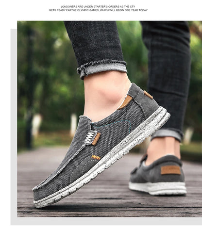 Summer Breathable Sneakers Men Canvas Shoes Slip On Loafers Men Comfty Casual Men Shoes Lightweight Flats Men Walking Zapatos