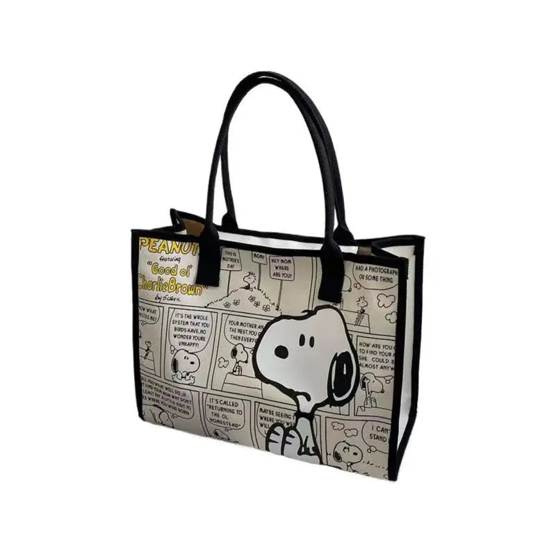No.1 Anime Snoopy Tote Bag Canvas Bag Large Capacity Female Environmental Protection Portable Pu Cute Printing Shopping Bag