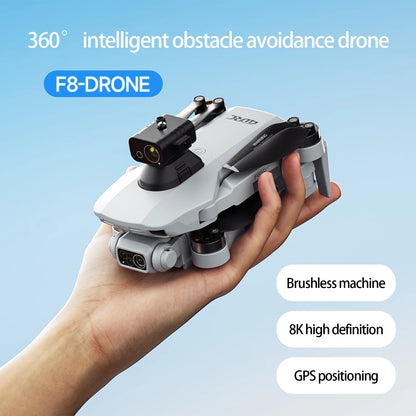 Drone GPS F8 MAX, caméra professionnelle 8K, WIFI 6K 5G, FPV, évite les obstacles, avec grand écran, télécommande, jouets quadrirotor