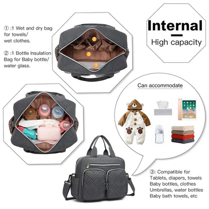 KONO Baby Diaper Bag Stylish & Walkable for Mom and Dad travel bag with Insulated Pockets for Vials & Snacks