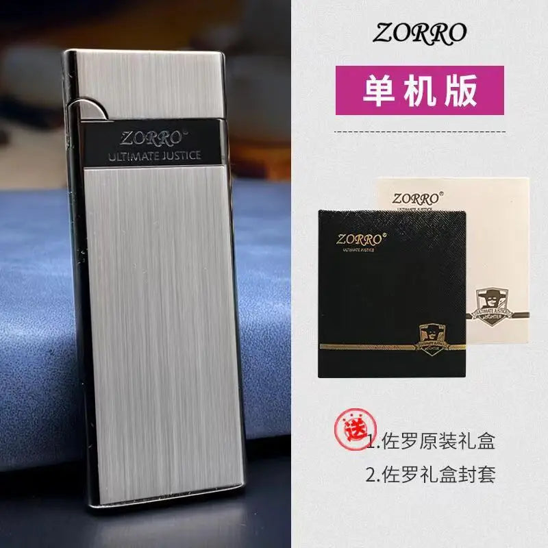 ZORRO Ultra-thin Gas Lighter Grinding Wheel Slim Portable Personalized Men's Gift Cigarette Lighter Cigarette Accessories