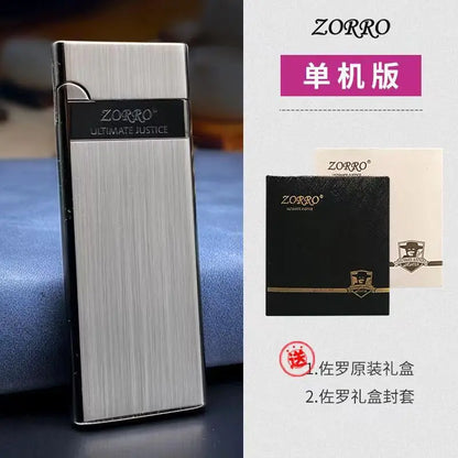 ZORRO Ultra-thin Gas Lighter Grinding Wheel Slim Portable Personalized Men's Gift Cigarette Lighter Cigarette Accessories
