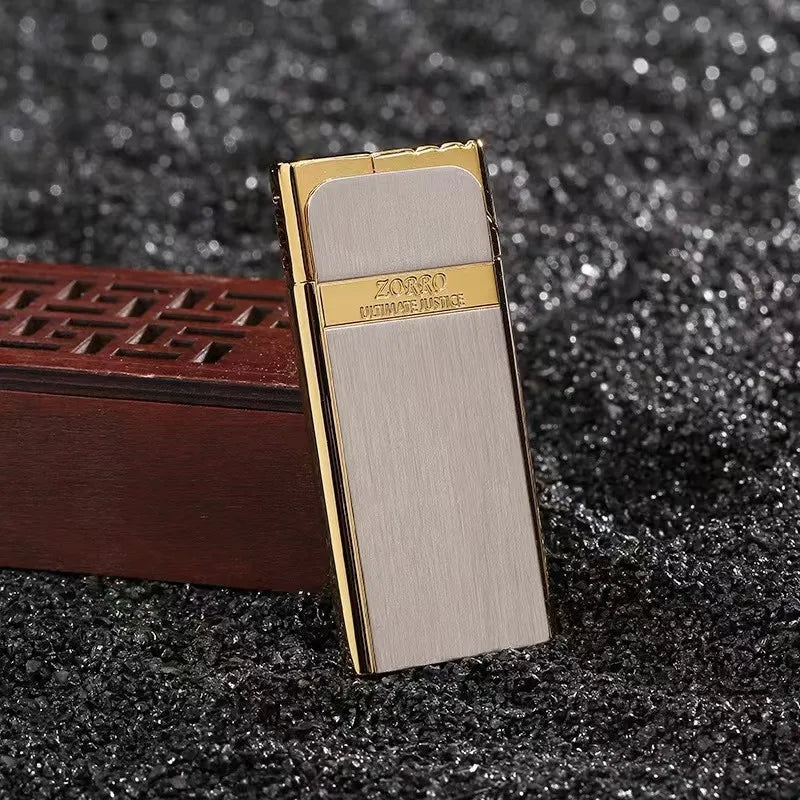 ZORRO Ultra-thin Gas Lighter Grinding Wheel Slim Portable Personalized Men's Gift Cigarette Lighter Cigarette Accessories