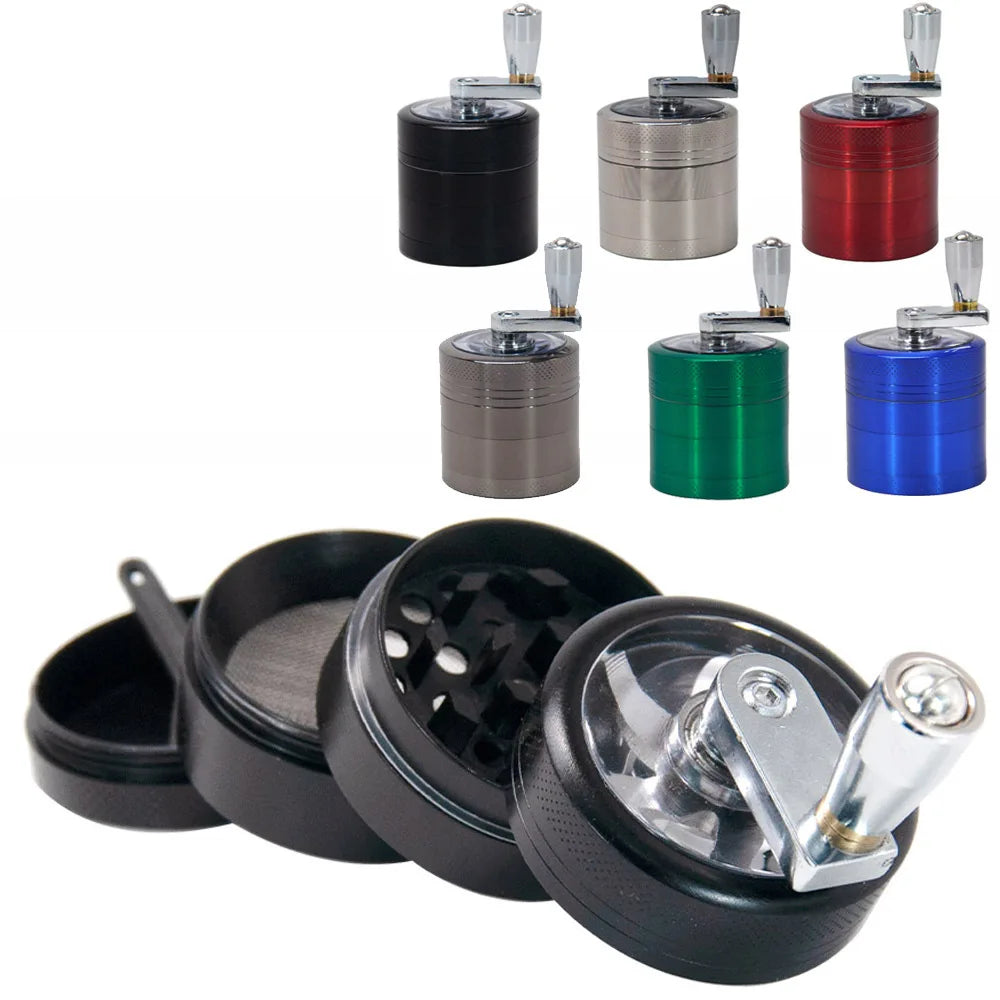New 4-layer Tobacco Grinder 40MM Manual Metal Zinc Alloy Herbal Herb Mill Spice Crusher Smoke Grinder Crusher Hand Crank Miller