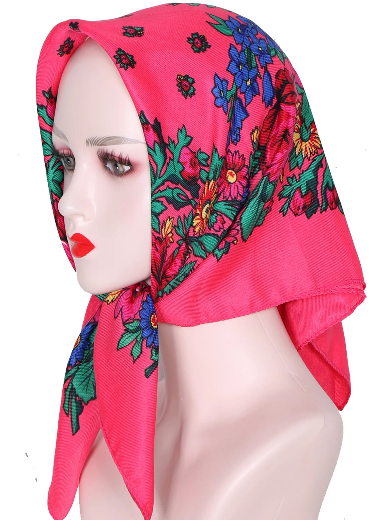 70*70cm Hijabs For Woman Luxury Square Retro Floral Print Kerchief Head Wrap Babushka Headscarf Bufandas Invierno Mujer Foulard