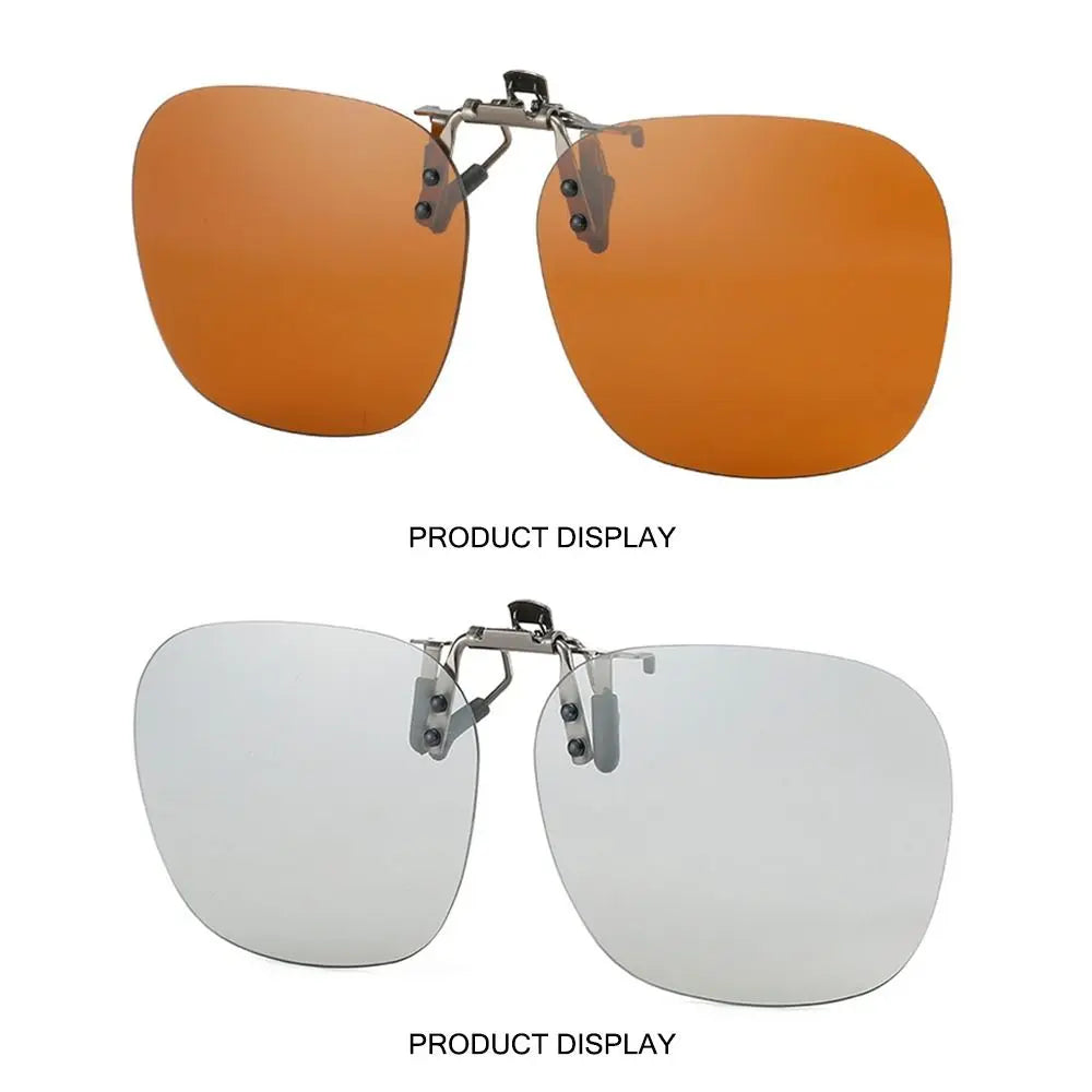 Metal Clip Clip-On Polarized Sunglasses Convenient Rimless Flip-up Sun Glasses for Prescription Glasses UV400 Polygonal Shades
