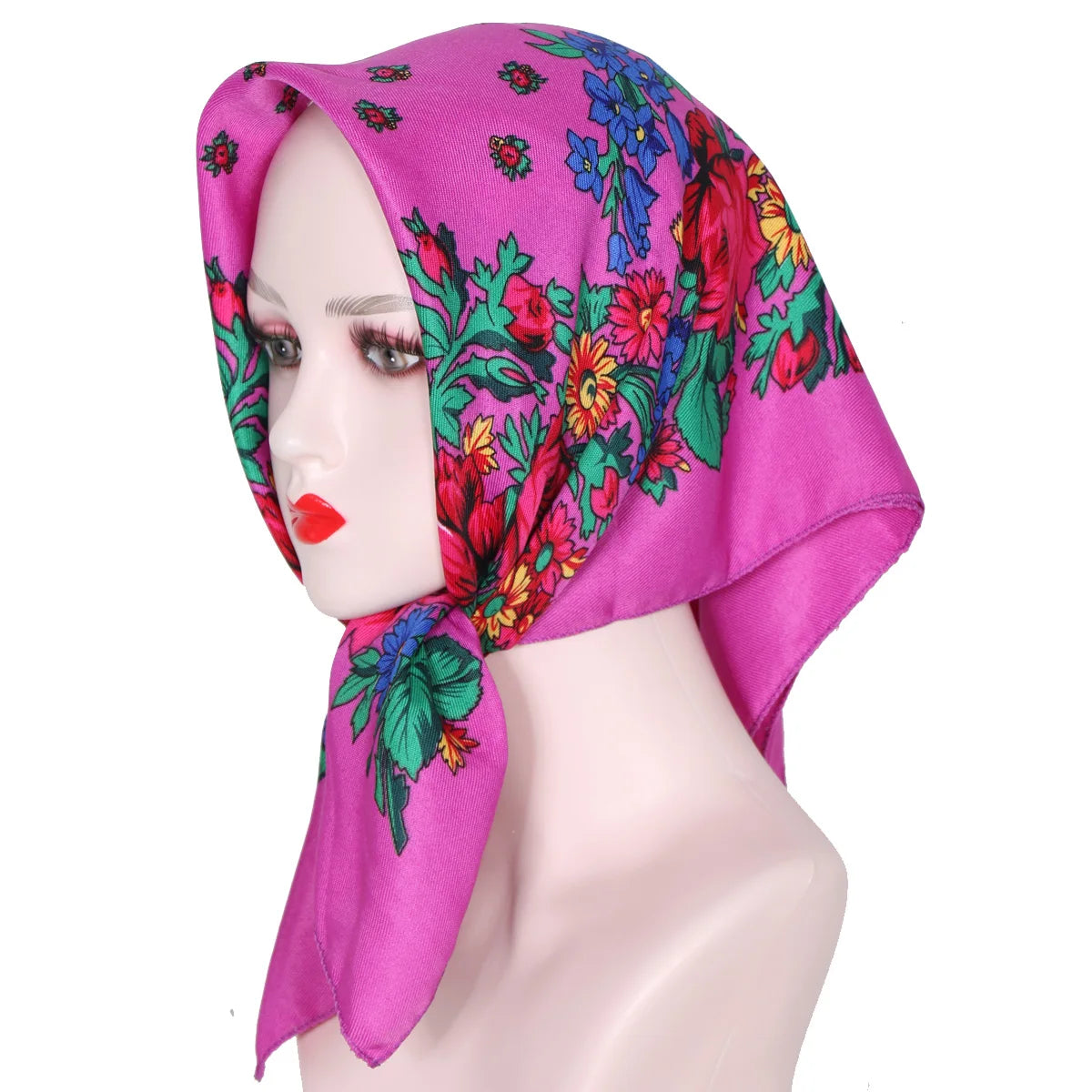 70*70cm Hijabs For Woman Luxury Square Retro Floral Print Kerchief Head Wrap Babushka Headscarf Bufandas Invierno Mujer Foulard