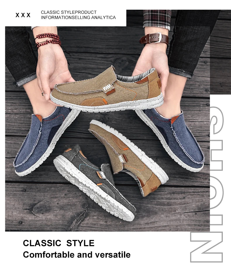 Summer Breathable Sneakers Men Canvas Shoes Slip On Loafers Men Comfty Casual Men Shoes Lightweight Flats Men Walking Zapatos