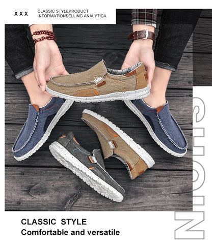 Summer Breathable Sneakers Men Canvas Shoes Slip On Loafers Men Comfty Casual Men Shoes Lightweight Flats Men Walking Zapatos