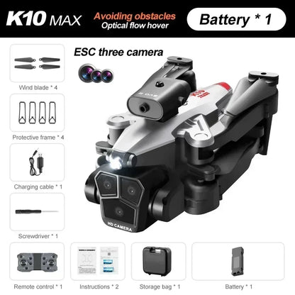 K11 MAX Drone 8K HD pliable FPV ESC RC Tripple caméra positionnement du flux optique sans brosse lancement bombes d'eau