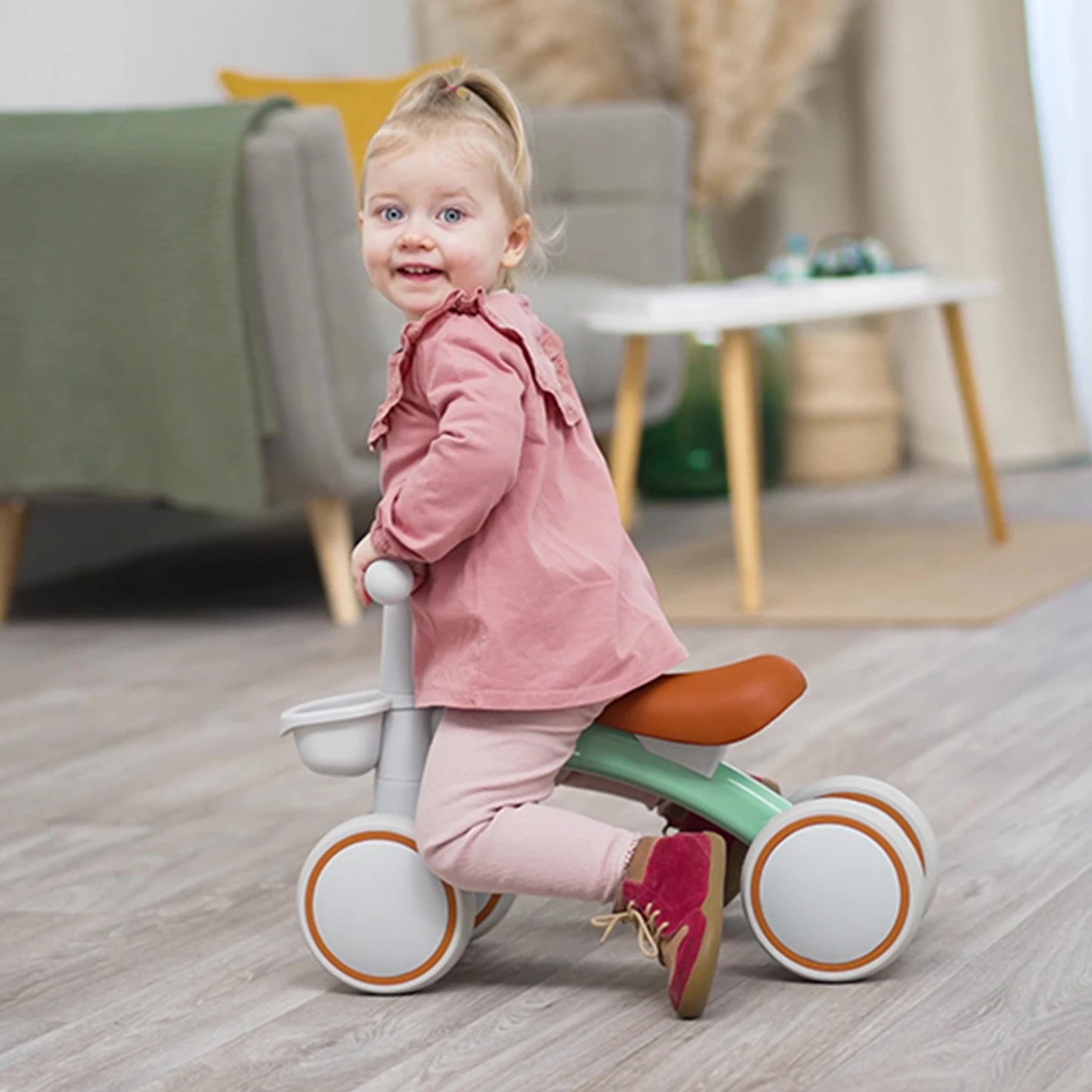 Baby Balance Bike 4 Wheels Bicycle without Pedals First Bike for Children from 1 to 2 Years old 12 to 24 months Outdoor Toy Car