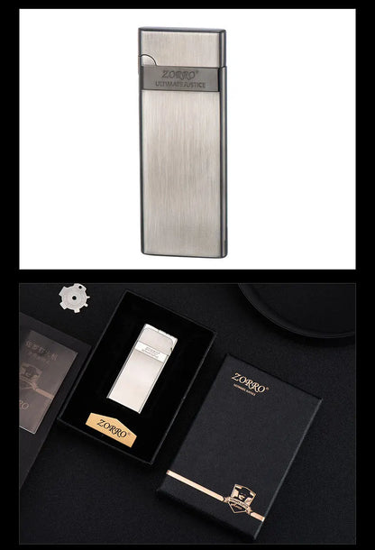 ZORRO Ultra-thin Gas Lighter Grinding Wheel Slim Portable Personalized Men's Gift Cigarette Lighter Cigarette Accessories