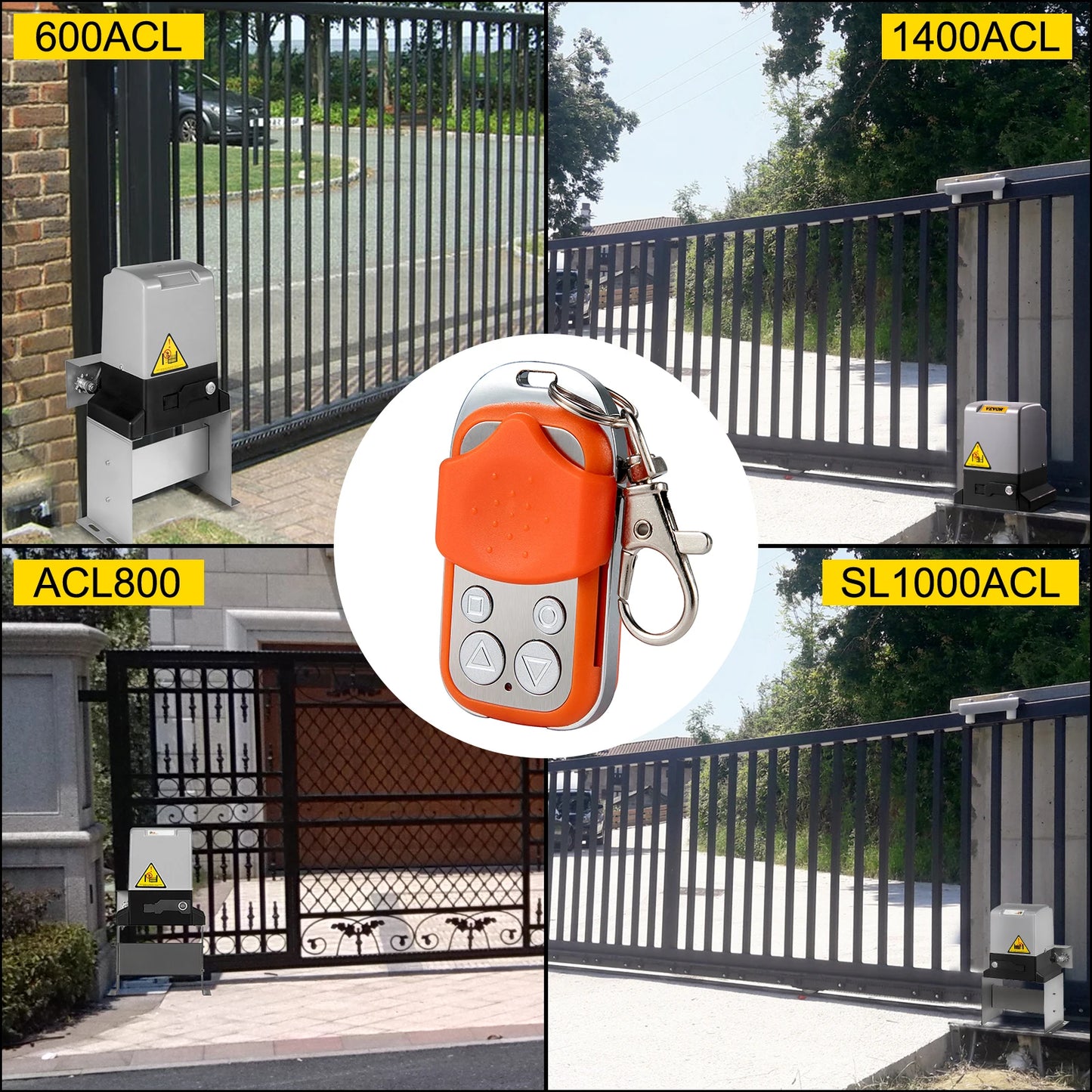 VEVOR Door Remote Control 4Button Garage Gate Door Opener Duplicator Clone Cloning Code Car Key Orange/Black Wireless Waterproof