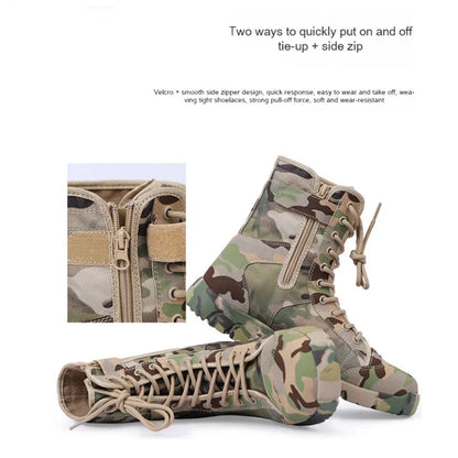 Men Boots Lace Up Waterproof Outdoor Botas Breathable Canvas Camouflage Tactical Combat Desert Ankle Shoes D139