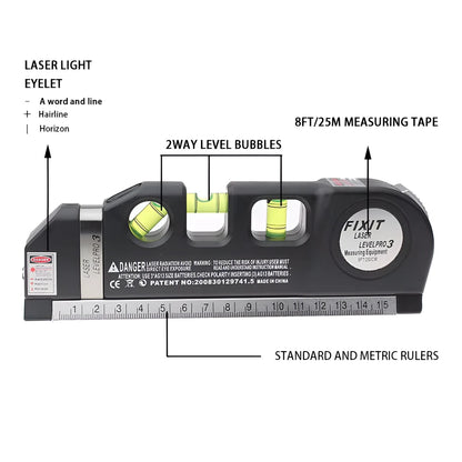 Instrument de nivellement Laser multifonction de haute précision, avec règle en acier, ligne droite croisée, outils de mesure du niveau Laser